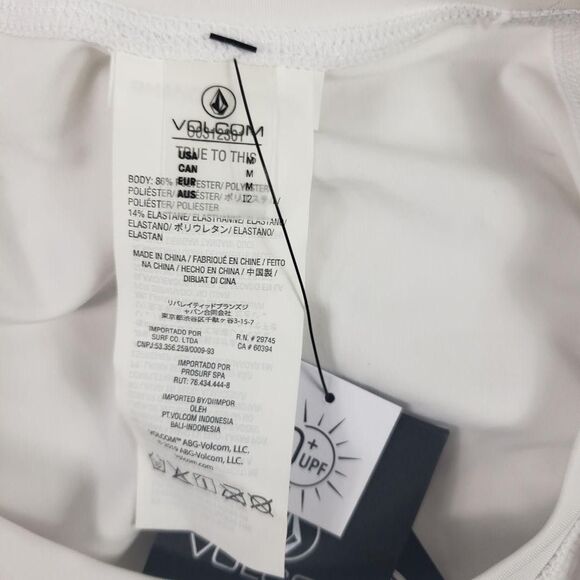 Volcom Shirt Womens Medium White Simply Core Long Sleeve Rash Guard UPF 50+ Swim - Picture 6 of 9